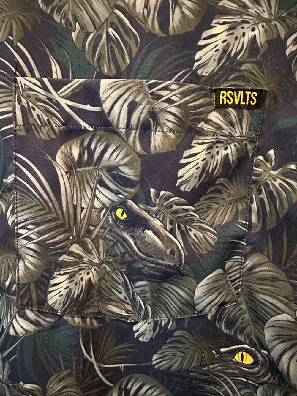 RSVLTS Jurassic Park Raptor Tropical Print Button-Down Large Shirt - Picture 3 of 6